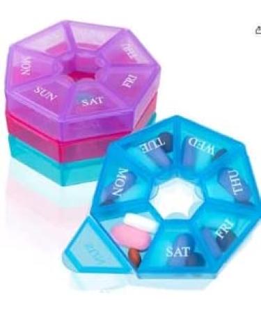 4 Pack Weekly Pill Organizer & Dispenser - Portable Multicolor Pill Box for Travel - Medication & Vitamins Holder - Small & Compact - Buy Online on GoSupps.com