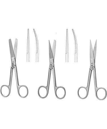 Dressing Scissors 14cm Straight & Curved Shears Nursing Home Office Veterinary Surgical Dental Use (14cm Curved Blunt/Blunt) 14cm Curved Blunt/Blunt