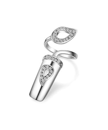 Uloveido Women's Index Finger Nail Ring Fingernail Rings Crystal Rhinestone Nail Cap Cover Ring Nail Art Charm for Women Girls SZ287 Platinum-3