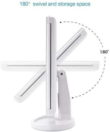 Infitrans 3-Fold Lighted Vanity Makeup Mirror 1X/2X/3X Magnification | 21 LED Bright Table Mirror with Touch Screen | 180 Adjustable Rotation | Portable Travel Cosmetic Mirror - White - Buy Online on GoSupps.com