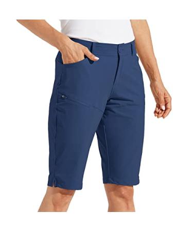 Willit Women's 13" Long Shorts Golf Hiking Knee Length Shorts Quick Dry Water Resistant Casual Summer Slim fit Blue Ashes 8