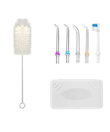 Replacement Nozzles And Cleaning Brush With Box For h2ofloss Water Flosser, 5 Nozzles Per Set