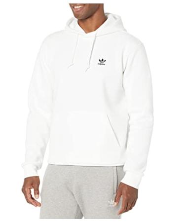 adidas Originals Men's Trefoil Essentials Hoodie Large White