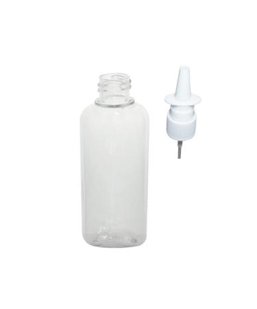 WolfMoon Botanicals WM (Set of 4) 55 ml ( 2 oz.) Oval Empty Refillable Plastic Bottle with White Nasal Pump Spray. (2 oz Clear Oval)