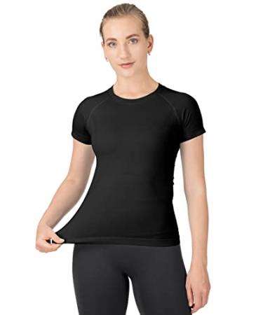 MathCat Workout Shirts for Women,Workout Tops for Women Short Sleeve,Yoga T Shirts for Women,Breathable Athletic Gym Shirts Small Black