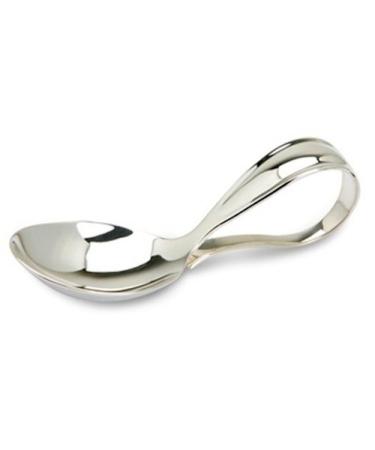 Krysaliis Sterling Silver Bent Curved Baby Feeding Spoon - Premium Quality Food Grade Standard .925 Solid Sterling Silver Spoon - Engravable Gift For Baby with a Beautiful Gift Box