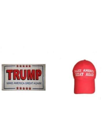 Moon Knives 3x5 Donald Trump President White #2 Red Hat & Flag Set - Party Decorations Supplies For Parades - Prime Outside Garden Men Cave Decor Flag