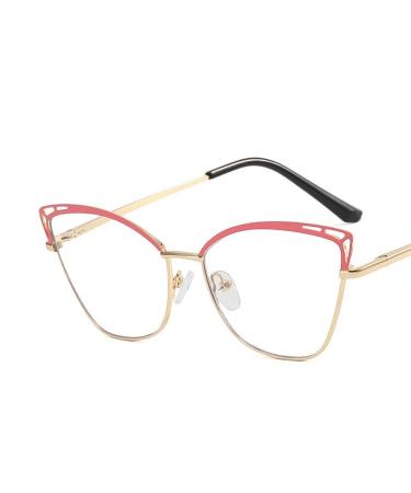 Eyewear Blue Light Blocking Computer Readers Oversized Cat-Eye Reading Glasses Women Anti Eyestrain Flat Light Mirror +100 Pink