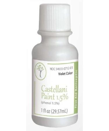 Castellani Paint Phenol 1.5 Percent Modified Violet Color First Aid Antiseptic Agent - 1 Oz