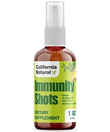 California Natural Immunity Shots 1oz Spray Opti-Zinc Organic Ginger Root Oregano Oil - Potent & Pure Immune System Booster - Immune System Support - 1oz