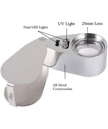 Magnifying Glass Reading 40X Full Metal Illuminated Jewellers Lens Eye with LED and UV Light2 Marriage - Buy Online on GoSupps.com