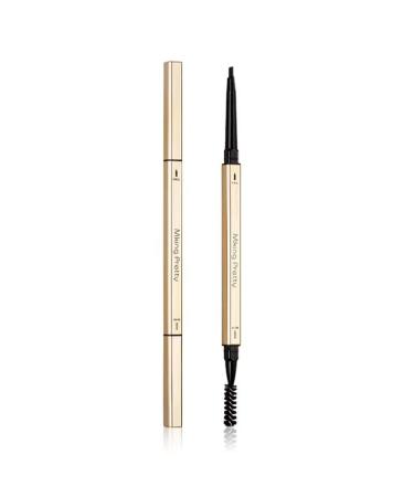 Waterproof brow pencil  brown eyeshadow set with brow spoolie for all brows from dark brown to blondeSmall gold bar double-headed chopsticks eyebrow pencil waterproof and sweat-proof lasting non-decoloring(dark brown)
