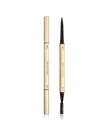 Waterproof brow pencil  brown eyeshadow set with brow spoolie for all brows from dark brown to blondeSmall gold bar double-headed chopsticks eyebrow pencil waterproof and sweat-proof lasting non-decoloring(dark brown)
