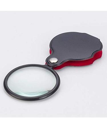 Magnifying 50mm Handheld Magnifying Glass 8X Leather Pocket Magnifier Foldable Mini Size Reading Magnifier Loupe Portable Black Gift Lupa (Magnification : 8X) Good Times