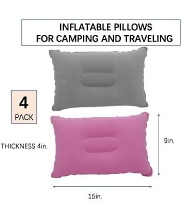 Inflatable Camping Travel Pillows - Pink Grey 4 Pack - Lightweight & Compact - Buy Online on GoSupps.com