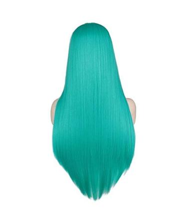 SUNNYBLUEE Long Straight Middle Wig Lady Black White Pink Orange Purple Gray Hair Heat Resistant Synthetic Hair Wig blue green