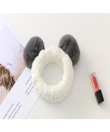 LEEMASING Cute Panda Ear Soft Women Headband Head Wrap Hair Band For Washing Face Beauty Skincare Shower