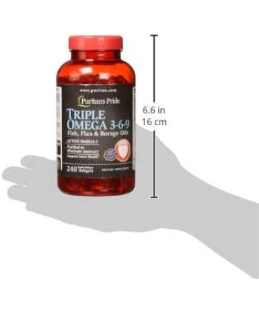 Triple Omega 3-6-9 Fish, Flax & Borage Oils - Heart & Joint Health Support | 240 ct by Puritan's Pride - Buy Online on GoSupps.com