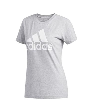 adidas Women's Badge of Sport Tee Large Medium Grey Heather/White