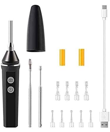 KouRy Portable Ear Wax Removal 1080PHD Smart Visual Ear Cleaner with Camera Tool Kit at Home Ear Infection Detector Ear Wax Remover Otoscope with Light (Color : Black)