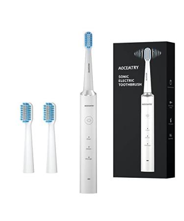MOCEMTRY Sonic Electric Toothbrush Rechargeable Whitening Waterproof Tooth Brush with 3 Cleaning Modes (White)