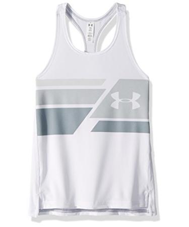 Under Armour Girls HeatGear Tank Small White (100)/White