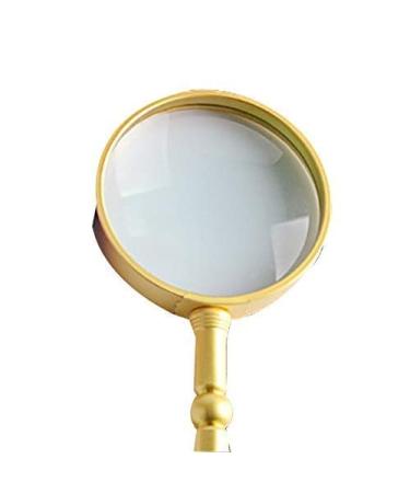 Glass Glass - High-Definition Magnifier High-Magnification Metal Frame Handle Optical Lens Handheld Enlarged Mirror Non-Lighting Old Man Reading Newspaper Mother's Day GIF Made in China