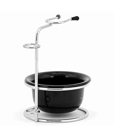 HRTC men's rasis steel rasier stand fashionable male shaving brush holder beard combination hairdressing hairdresser-stand-kit Bowl 8.8x12.5cm black