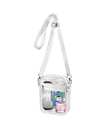 WJCD Clear Bag Stadium Approved PVC Concert Clear Purse Clear Crossbody Purse Bag clear bags for women,With front pocket White