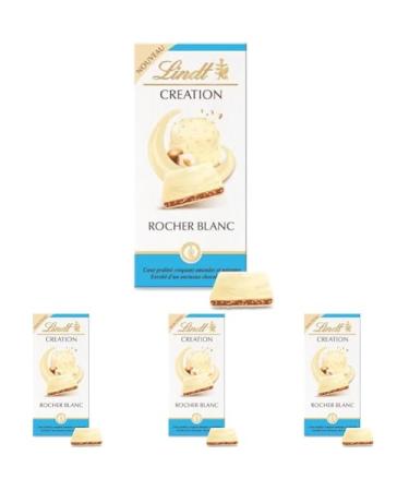 Lindt - Tablette CREATION Blanc Rocher Pralin - Chocolat Blanc 148g (Lot de 4) Rocher Blanc 150g (Lot de 4)