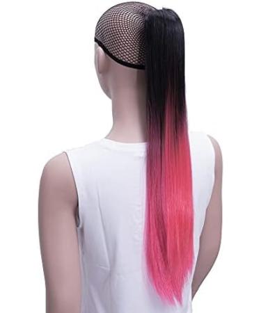 IMISSU Straight Clip on Hairpiece Extensions Pony Tail Clip Claw Ombre Ponytail Hair Pieces (Ombre Pink) - Buy Online on GoSupps.com