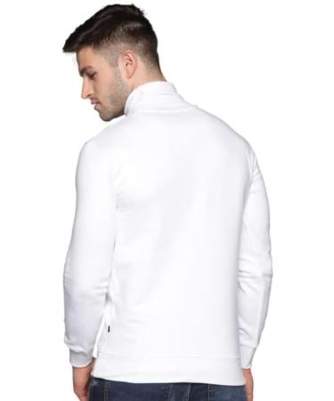 Men's White Mock Turtleneck Pullover Sweater - Slim Fit Knitted Thermal T-Shirt - Small - Buy Online on GoSupps.com