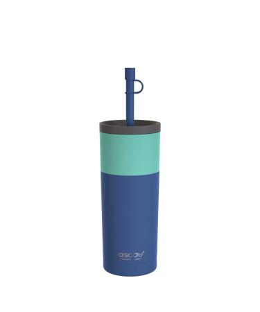 asobu Sippy Double Wall Stainless Steel Tumbler with Silicone Flexible Straw  20 Ounces (Pastel Blue)