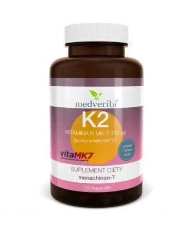 MEDVERITA Medverita - Vitamin K2 MK-7 (VitaMK7 ) - 100 g per capsule - No additives - Dietary supplement - 120 capsules