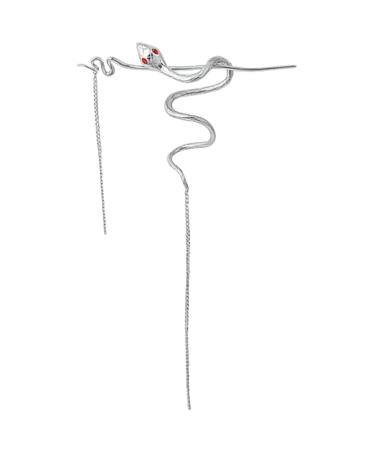 LALAFINA Hairpin Hair Topper Headwear for Women Ancient Jade Hair Pin Snake Hair Stick Tassel Hair Accessory for Women Silver Headpiece Long Hair Pin Girl Miss Accessories Metal