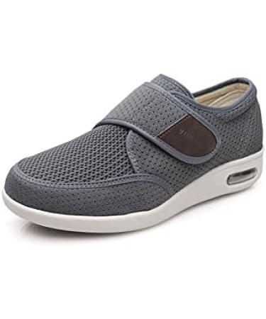 youyun Men's Wide Walking Shoes for Diabetic Feet | Non-Slip & Breathable Casual Footwear (7.5-8 Wide, Grey) - Buy Online on GoSupps.com