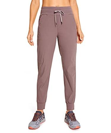 CRZ YOGA Athletic High Waisted Joggers for Women 27.5" - Lightweight Workout Travel Casual Outdoor Hiking Pants with Pockets Large Mauve