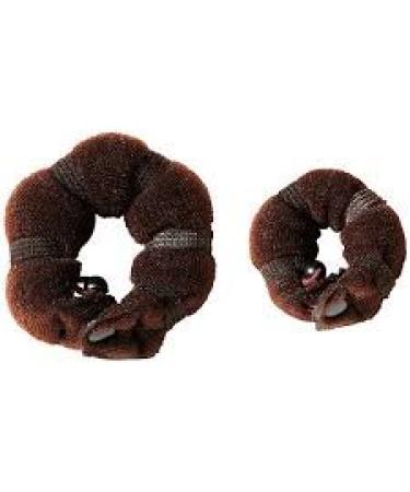 Hot Set of 2 Crowns for Hair "Donut" Brown Hair Bun Knot Ring Bun - New Formats: 1 small + 1 large by Boolavard TM