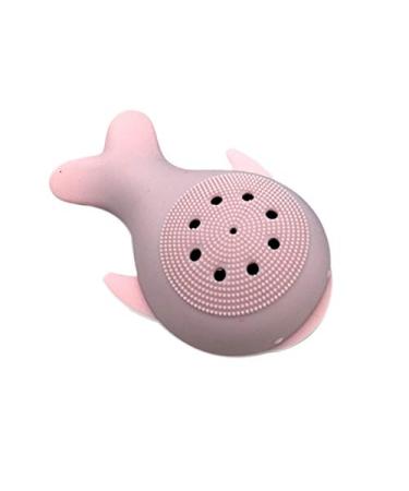 Pzhoais Silicone Face Cleansing Brush Facial Cleanser Whale Shape Facial Cleanser Exfoliator Face Scrub Washing Brush Pink