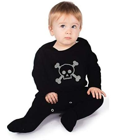 Baby Moo's Skull Baby Sleepsuit | Glitter Skull & Crossbones Romper for Boys or Girls | Halloween New Baby Gift 6-12 Months - Buy Online on GoSupps.com