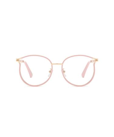PARWANA Personality Eyeglasses Computer Readers Anti UV Oversized Reading Glasses Blue Light Blocking Flat Light Mirror +250 Pink-golden