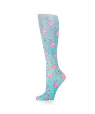 Red Moby Celeste-Stein-CMPSQ-3-2151 20-30 mmHg Compression Sock - Queen - Flamingos N Pearls Blue
