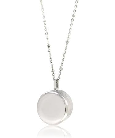 Round Pill Locket Necklace | Secure Closure Pill Box Jewelry for Nitroglycerin & Keepsakes - 26" Silver - Buy Online on GoSupps.com