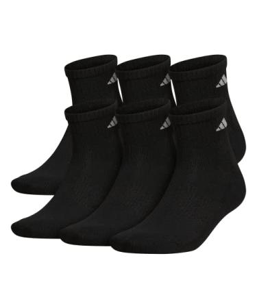 adidas Men's Athletic Cushioned Quarter Socks (6-Pair) Large Black/Aluminum 2