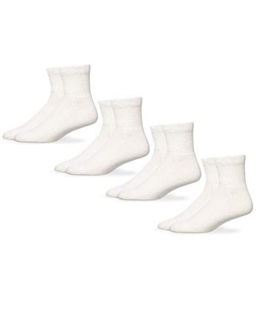 Carolina Ultimate Mens Non-Binding Diabetic Cotton Quarter Socks 4 Pair Pack Shoe Size: 9-13 White