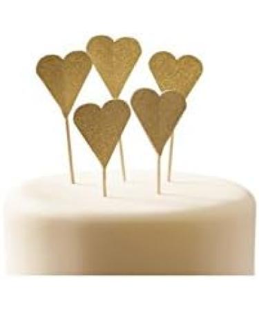 Ginger Ray Gold Sparkle Glitter Wedding/Party Heart Cupcake Topper Decorations - Pastel Perfection - Buy Online on GoSupps.com