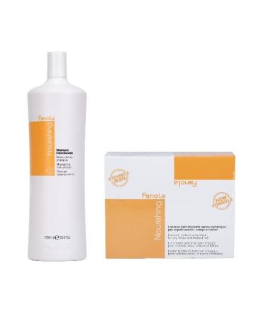 FANOLA Fanola Nourishing Restructuring Kit: Shampoo 1000 ml + Leave-in Lotion (12 ampoules)
