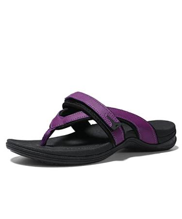 UTENAG Womens Arch Support Flip Flops | Ladies Orthotic Thong Sandals 8 Purple