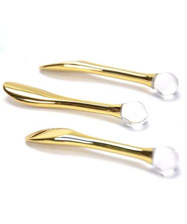 Gold Crystal Face Massage Ball - 3 Set of Harz - Eyes and Face Spatel Spatel against wrinkles and dark circles Facial Eye Massage Anti -Ging Spatula