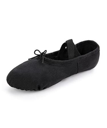 RoseMoli Canvas Ballet Slippers Ballet Shoes for Girls and Boys (Toddler/Little Kid/Big Kid),Split Sole Yoga Practice Dance Shoes 13 Little Kid Black